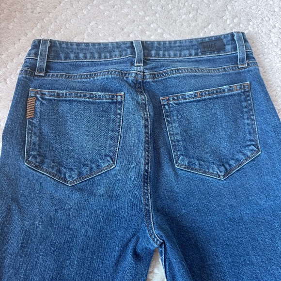 PAIGE Colette Crop Flare Jeans 28 High Rise Button Fly Raw Hem Cropped Denim - Picture 11 of 17